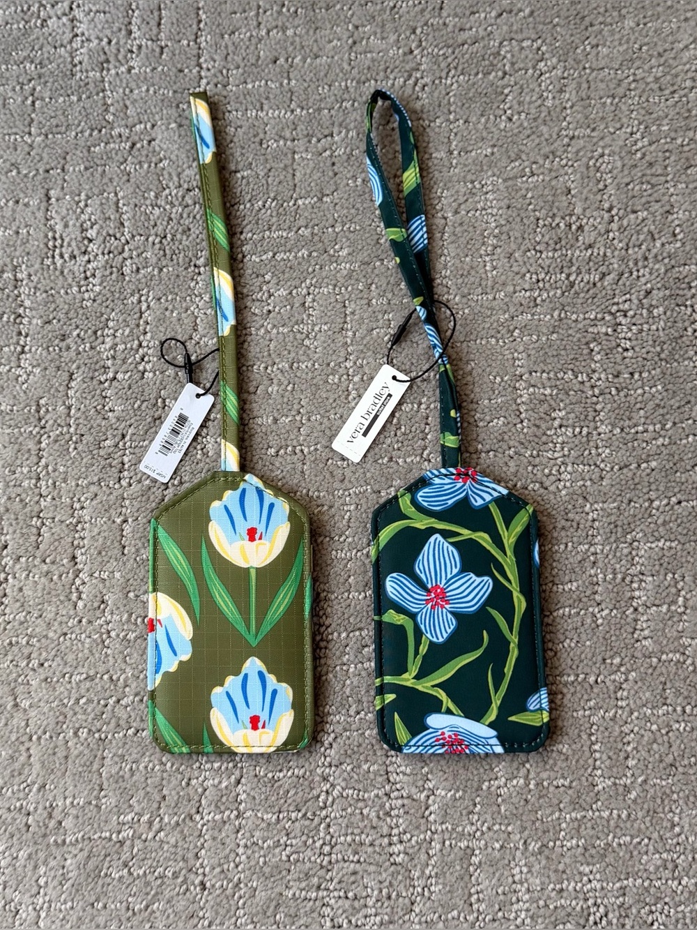 (2) NWT Vera Bradley Essential Luggage Tags - Charlotte Stems & Tulip Rows